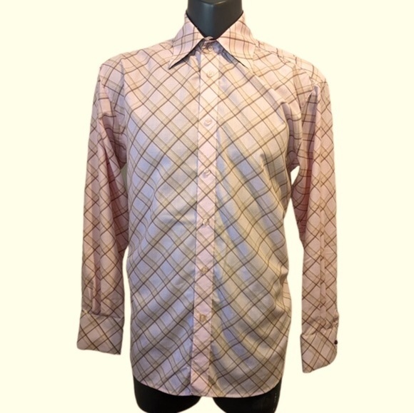 PRONTI By Phita pink plaid button front shirt medium - Picture 2 of 8